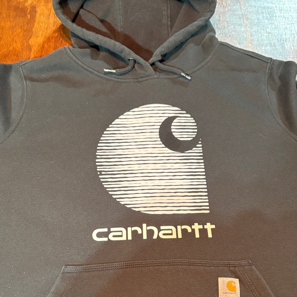 Carhartt Black Hoodie with Striped Logo